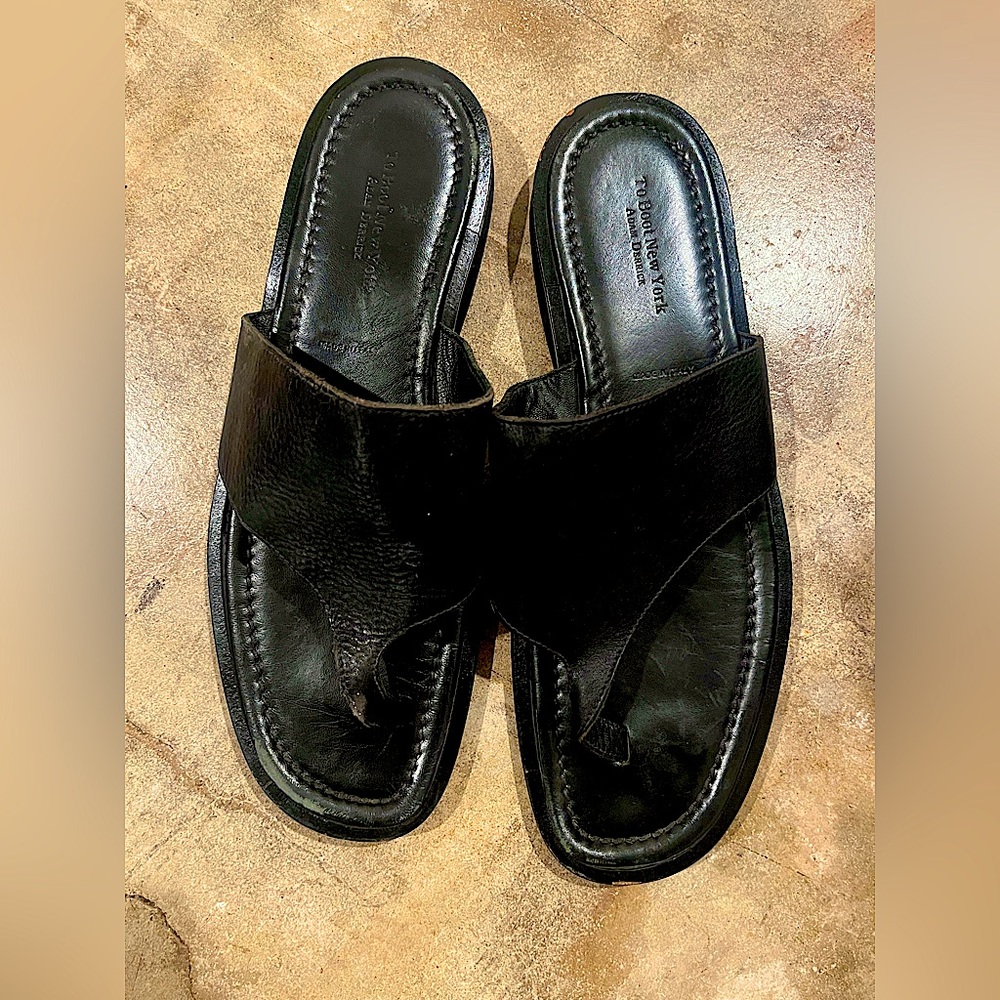 Black Leather Men Sandals